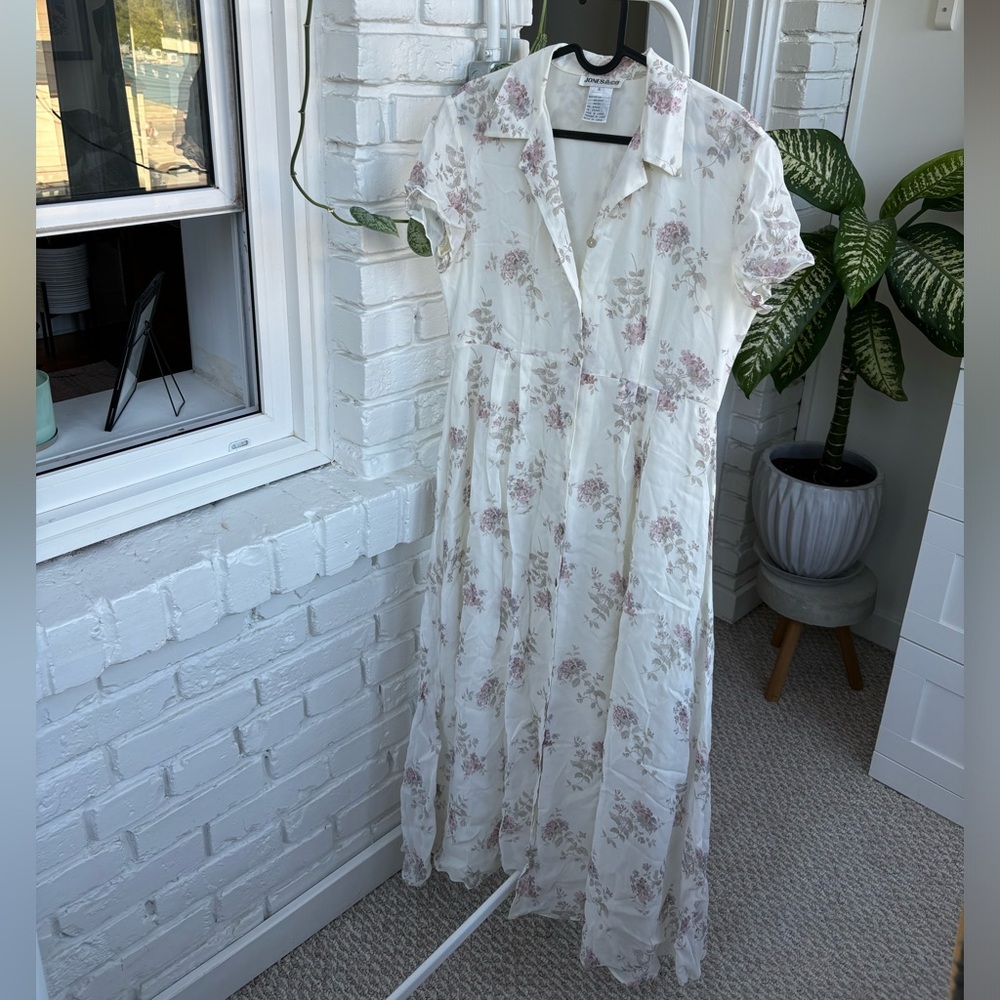 Vintage 90s floral button-down midi dress